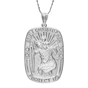 Sterling Silver Rectangular Saint Christopher Medal