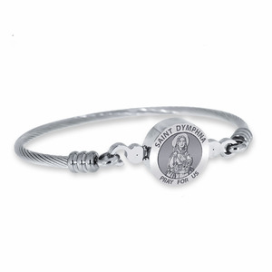 Stainless Steel Saint Dymphna Bangle Bracelet