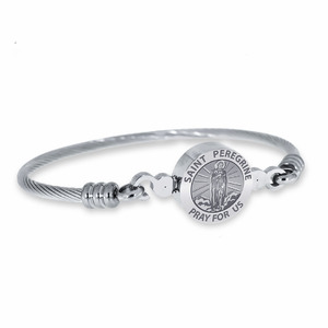 Stainless Steel Saint Peregrine Bangle Bracelet