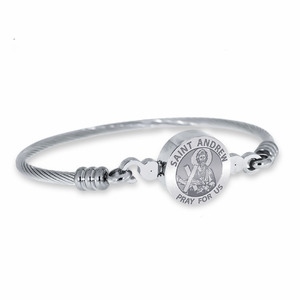 Stainless Steel Saint Andrew Bangle Bracelet