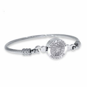 Stainless Steel Saint Florian Bangle Bracelet