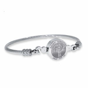 Stainless Steel Saint Sebastian Bangle Bracelet