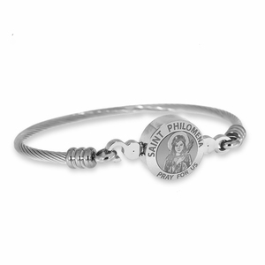 Stainless Steel Saint Philomena Bangle Bracelet