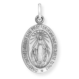 Sterling Silver Antiqued Miraculous Medal Pendant