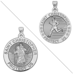 Men s Track   Field   Saint Christopher Doubledside Sports Religious Medal  EXCLUSIVE 