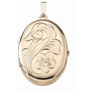 Solid 14K Yellow Gold Oval Four Photo Locket