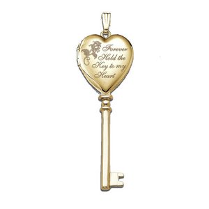 Solid 14K Yellow Gold Key to My Heart Photo Locket