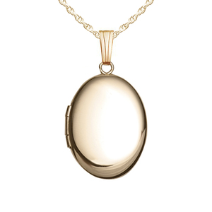 Solid 14K Yellow Gold Oval Locket