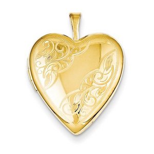 14k Gold Filled Floral Heart Photo Locket