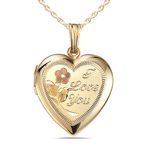 14k Gold Filled I Love You Heart Photo Locket