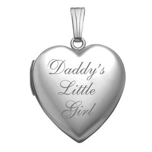 14k White Gold Daddy s Little Girl Heart Photo Locket