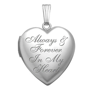 14K White Gold Always   Forever in My Heart Photo Locket