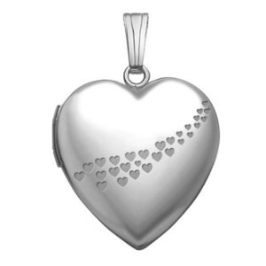 14k White Gold Cascade of Hearts Photo Locket