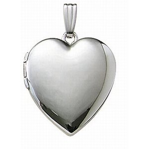 14k White Gold Heart Photo Locket