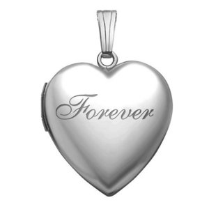 14k White Gold Forever Heart Photo Locket