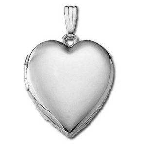 14k White Gold Classic Heart Photo Locket