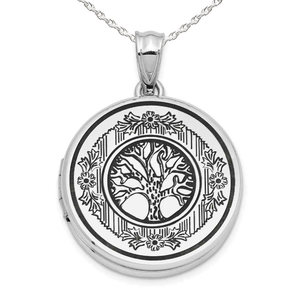 Sterling Silver Tree of Life Round Photo Locket