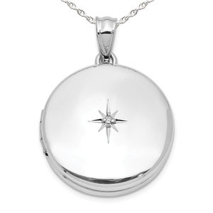 Sterling Silver Diamond Round Photo Locket