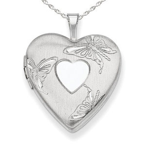 Sterling Silver Butterfly Heart Photo Locket