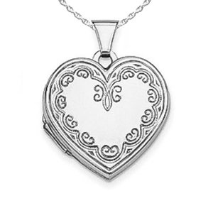 Sterling Silver Floral Heart Photo Locket