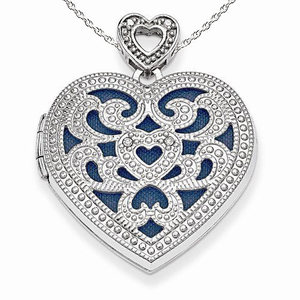 Sterling Silver Vintage Diamond Heart Photo Locket