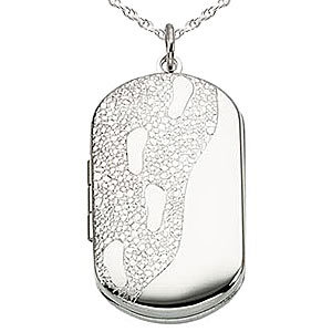 Sterling Silver Foot Prints Dog Tag Photo Locket