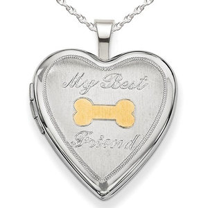 Sterling Silver  My Best Friend  Dog Bone Heart Photo Locket