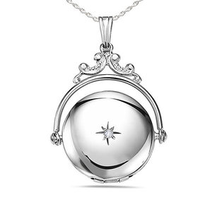 Sterling Silver Round Swivel Photo Locket