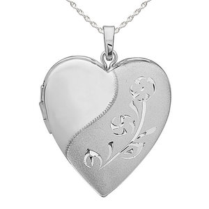 Sterling Silver Floral Heart Photo Locket