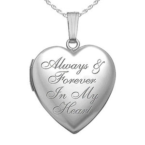 Sterling Silver   Always   Forever In My Heart   Heart Photo Locket