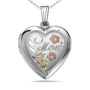 Sterling Silver  Mom  Heart Photo Locket