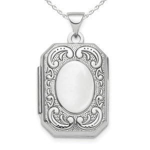 Sterling Silver Fancy Scroll Rectangle Photo Locket