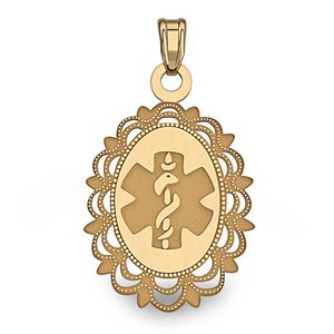 14k Yellow Gold Medical ID Oval Charm or Pendant