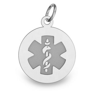 Sterling Silver Medical ID Round Charm or Pendant