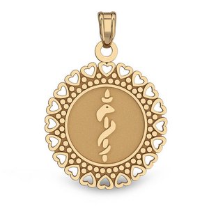 14k Yellow Gold Medical ID Round Charm or Pendant