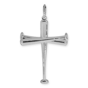 High Polished Baseball Bat Cross Pendant