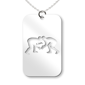 Wrestling Cut out Rectangle Pendant