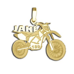 Custom Motocross Bike Charm or Pendant w  Name   Number