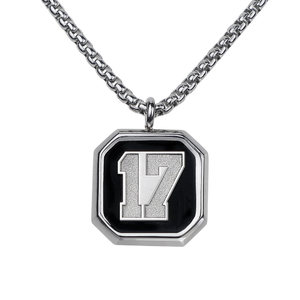 Square Shaped Number Necklace with Black Enamel