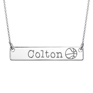 Personalized Horizontal Basketball Name Bar w  Adjustable Chain