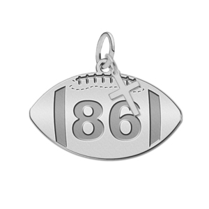 Custom Football Pendant with Number   Cross Charm