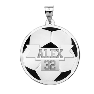 Color Enameled Soccer Pendant with Name   Number