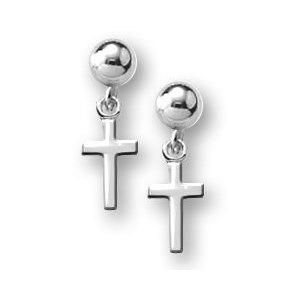 Sterling Silver Children s  Cross  Dangle Earrings