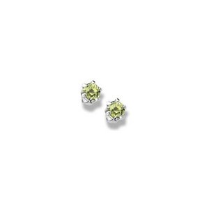 14K  White Gold Child s Genuine Peridot Birthstone Stud Earrings