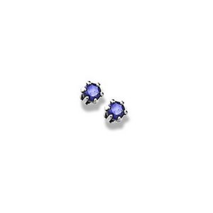 14K  White Gold Child s Genuine Sapphire Birthstone Stud Earrings