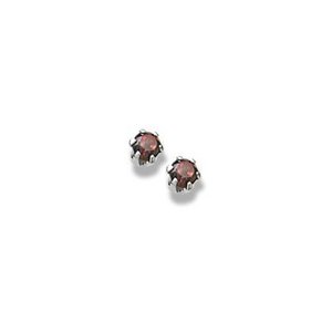 14K  White Gold Child s Genuine Garnet Birthstone Stud Earrings