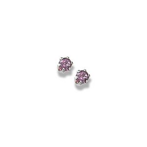 14K  White Gold Child s Genuine Rhodolite Birthstone Stud Earrings