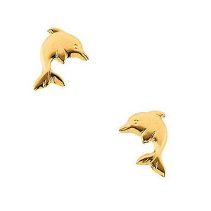 14K Yellow or White Gold Children s Dolphin Earring