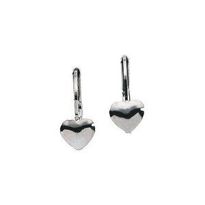 14K White Gold Children s Heart LeverBack Earring