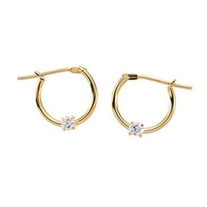 14K Yellow Gold or White Gold Children s Hoop Earring W CZ